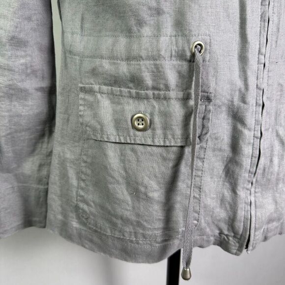 Saint Tropez West 100% Linen Jacket, Gray Drawstring, Sz Small, Excellent 2/$50 - Picture 8 of 15